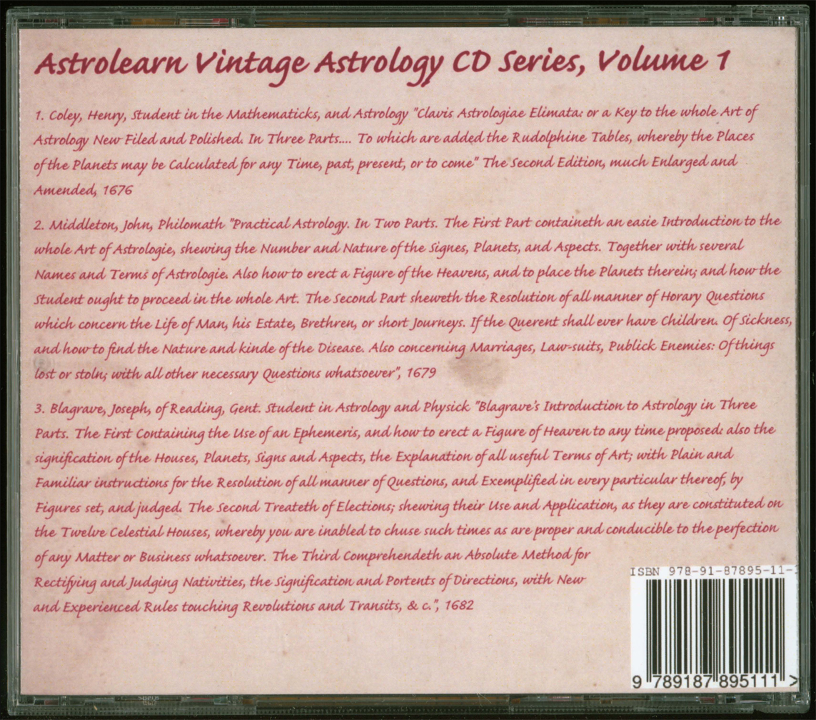Astrolearn Vintage Astrology CD1, rear cover