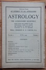 Astrology: the Astrologers’ Quarterly Volume 3 Number 2, June 1929, Copy 1