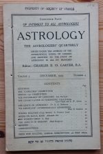 Astrology: the Astrologers' Quarterly Volume 3 Number 4, December 1929