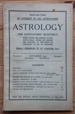 Astrology: the Astrologers’ Quarterly Volume 6 Number 3, September-November 1932, Copy 1