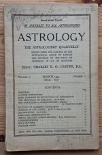 Astrology: the Astrologers’ Quarterly Volume 7 Number 1, March-May 1933, Copy 2