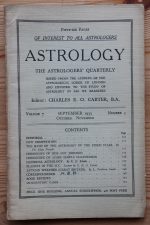 Astrology: the Astrologers’ Quarterly Volume 7 Number 3, September-November 1933