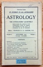 Astrology: the Astrologers’ Quarterly Volume 8 Number 3, September-November 1934, Copy 1