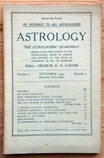 Astrology: the Astrologers’ Quarterly Volume 9 Number 3, September-November 1935, Copy 1