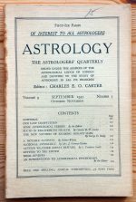 Astrology: the Astrologers’ Quarterly Volume 9 Number 3, September-November 1935, Copy 2