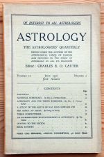 Astrology: the Astrologers’ Quarterly Volume 10 Number 2, June-August 1936, Copy 1