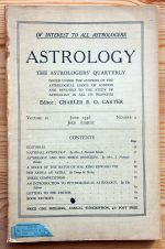 Astrology: the Astrologers’ Quarterly Volume 10 Number 2, June-August 1936, Copy 2