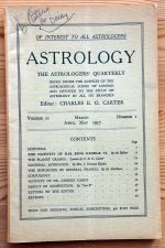 Astrology: the Astrologers’ Quarterly Volume 11 Number 1, March-May 1937