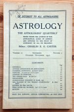Astrology: the Astrologers’ Quarterly Volume 11 Number 3, September-November 1937