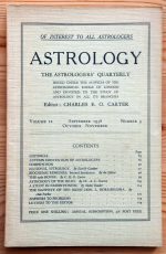 Astrology: the Astrologers’ Quarterly Volume 12 Number 3, September-November 1938