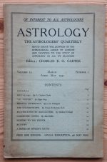 Astrology: the Astrologers’ Quarterly Volume 15 Number 1, March-May 1941