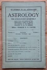 Astrology: the Astrologers’ Quarterly Volume 15 Number 3, September-November 1941