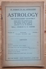 Astrology: the Astrologers’ Quarterly Volume 16 Number 3, September-November 1942