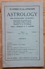 Astrology: the Astrologers’ Quarterly Volume 17 Number 1, March-May 1943