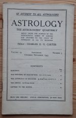 Astrology: the Astrologers’ Quarterly Volume 19 Number 3, September-November 1945, Copy 1