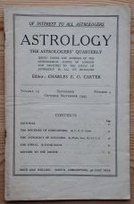 Astrology: the Astrologers’ Quarterly Volume 19 Number 3, September-November 1945, Copy 3