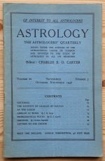 Astrology: the Astrologers’ Quarterly Volume 20 Number 3, September-November 1946