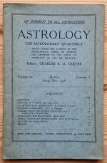 Astrology: the Astrologers’ Quarterly Volume 22 Number 1, March-May 1948