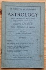 Astrology: the Astrologers’ Quarterly Volume 22 Number 3, September-November 1948