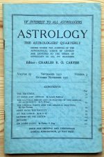 Astrology: the Astrologers’ Quarterly Volume 25 Number 3, September-November 1951, Copy 2