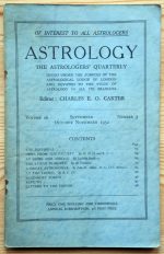 Astrology: the Astrologers’ Quarterly Volume 26 Number 3, September-November 1952