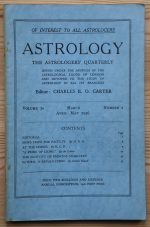 Astrology: the Astrologers’ Quarterly Volume 30 Number 1, March-May 1956, Copy 2