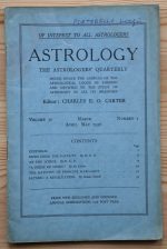 Astrology: the Astrologers’ Quarterly Volume 30 Number 1, March-May 1956, Copy 3