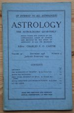 Astrology: the Astrologers’ Quarterly Volume 32 Number 4, December 1958 - February 1959, Copy 1