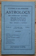 Astrology: the Astrologers’ Quarterly Volume 33 Number 3, September-November 1959