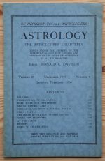 Astrology: the Astrologers’ Quarterly Volume 33 Number 4, December 1959 - February 1960
