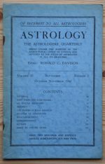 Astrology: the Astrologers’ Quarterly Volume 34 Number 3, September-November 1960, Copy 2