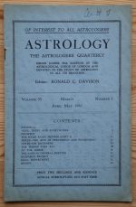 Astrology: the Astrologers’ Quarterly Volume 35 Number 1, March-May 1961