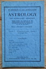 Astrology: the Astrologers’ Quarterly Volume 37 Number 3, September-November 1963, Copy 1