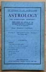 Astrology: the Astrologers’ Quarterly Volume 37 Number 3, September-November 1963, Copy 2