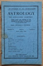 Astrology: the Astrologers’ Quarterly Volume 38 Number 1, March-May 1964