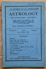 Astrology: the Astrologers’ Quarterly Volume 38 Number 2, June-August 1964, Copy 1