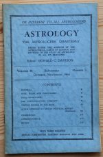 Astrology: the Astrologers’ Quarterly Volume 38 Number 3, September-November 1964