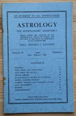 Astrology: the Astrologers’ Quarterly Volume 39 Number 2, June-August 1965