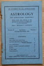 Astrology: the Astrologers’ Quarterly Volume 39 Number 3, September-November 1965, Copy 1