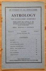 Astrology: the Astrologers’ Quarterly Volume 40 Number 3, September-November 1966