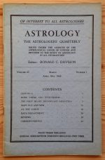 Astrology: the Astrologers’ Quarterly Volume 42 Number 1, March-May 1968, Copy 1