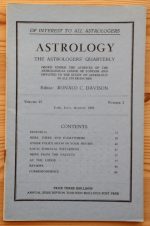 Astrology: the Astrologers’ Quarterly Volume 42 Number 2, June-August 1968, Copy 1