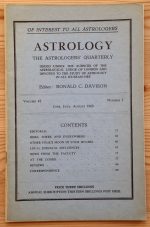 Astrology: the Astrologers’ Quarterly Volume 42 Number 2, June-August 1968, Copy 2