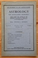 Astrology: the Astrologers’ Quarterly Volume 42 Number 3, September-November 1968