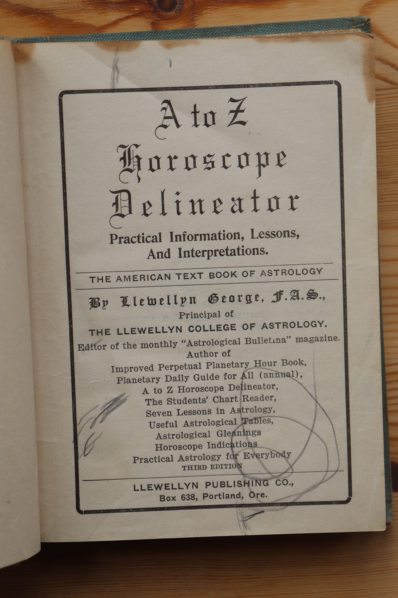 Llewellyn George - A to Z Horoscope Delineator 1913 - Image 2
