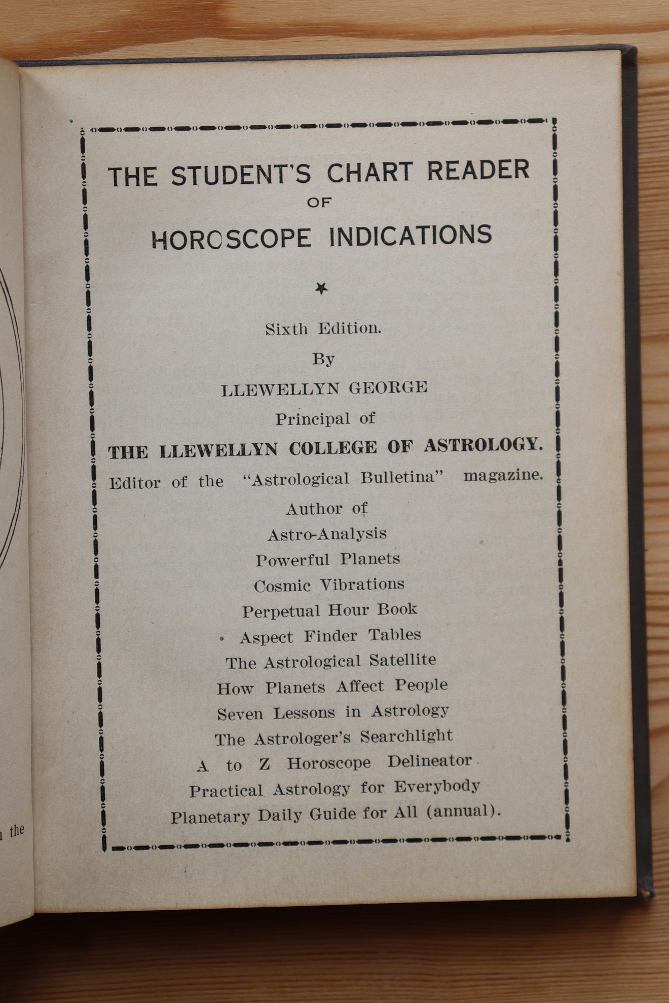 Llewellyn George - Student's Chart Reader of Horoscope Indications 1927 - Image 2