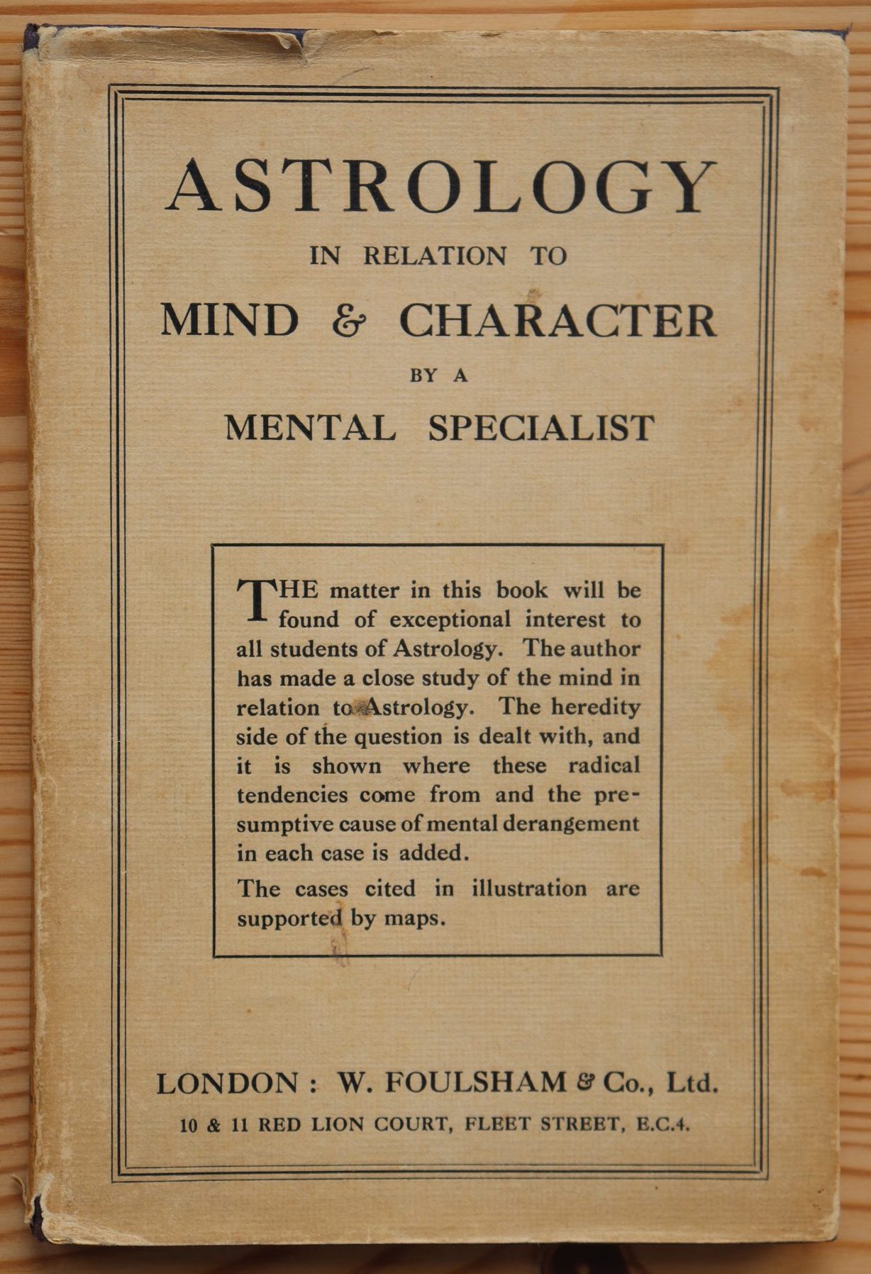 A Mental Specialist - Astrology in Relation to Mind and Character 1925, Copy 2
