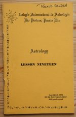 Walter Coleman – Astrology Lesson Nineteen 1973