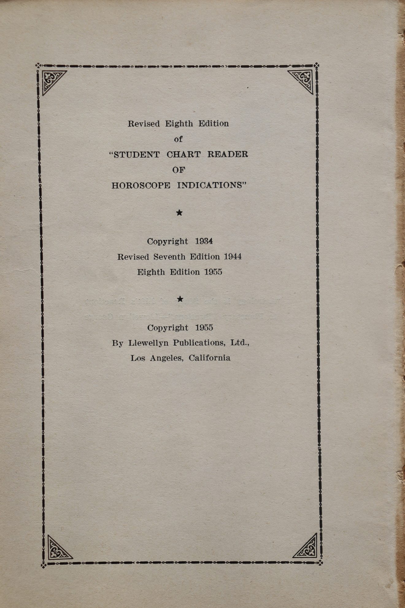 Llewellyn George - Student Chart Reader of Horoscope Indications 1955 - Image 2